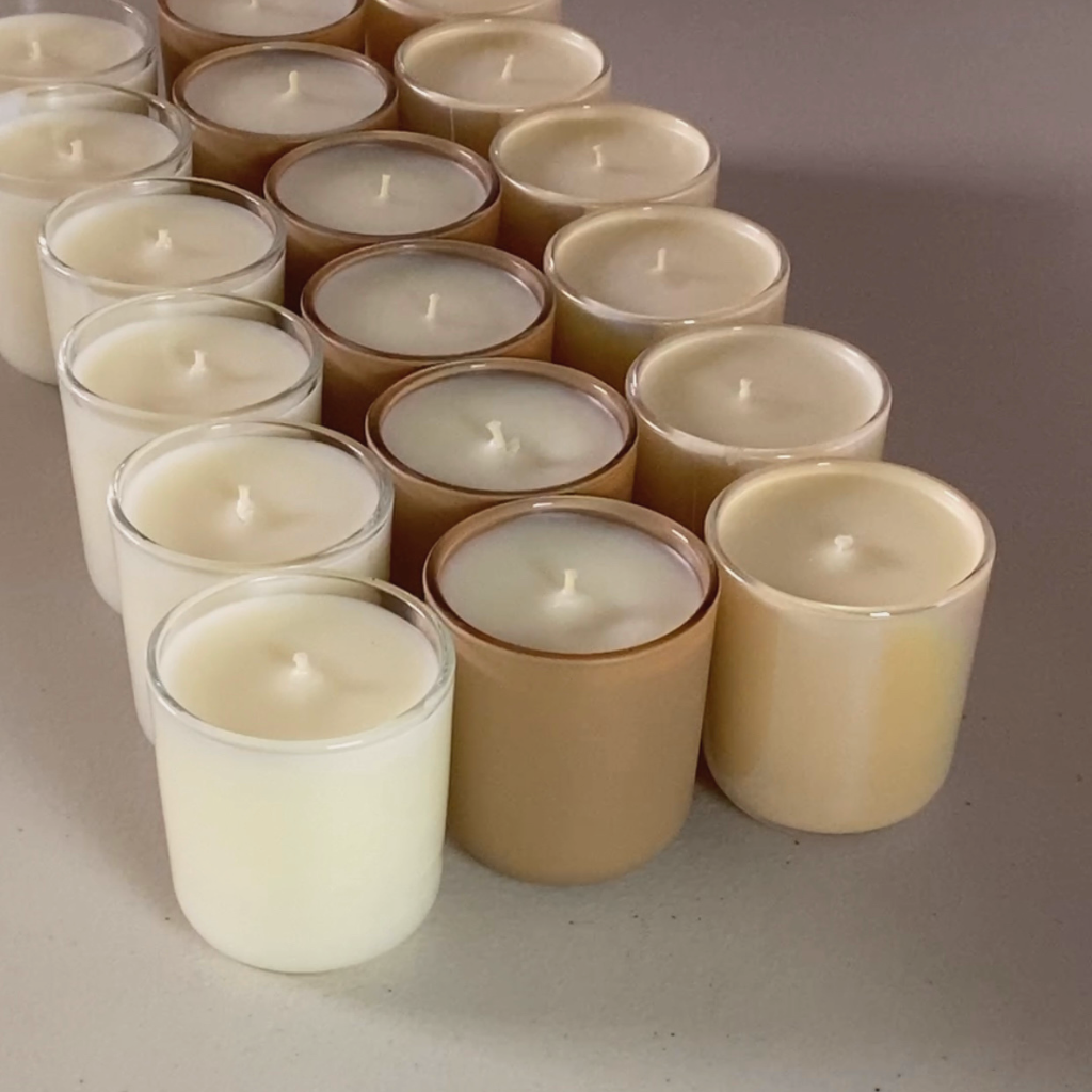 Minimalist candle trio gift set – Horizon, Grounded, and Optimism, perfect for self-care and home ambiance.