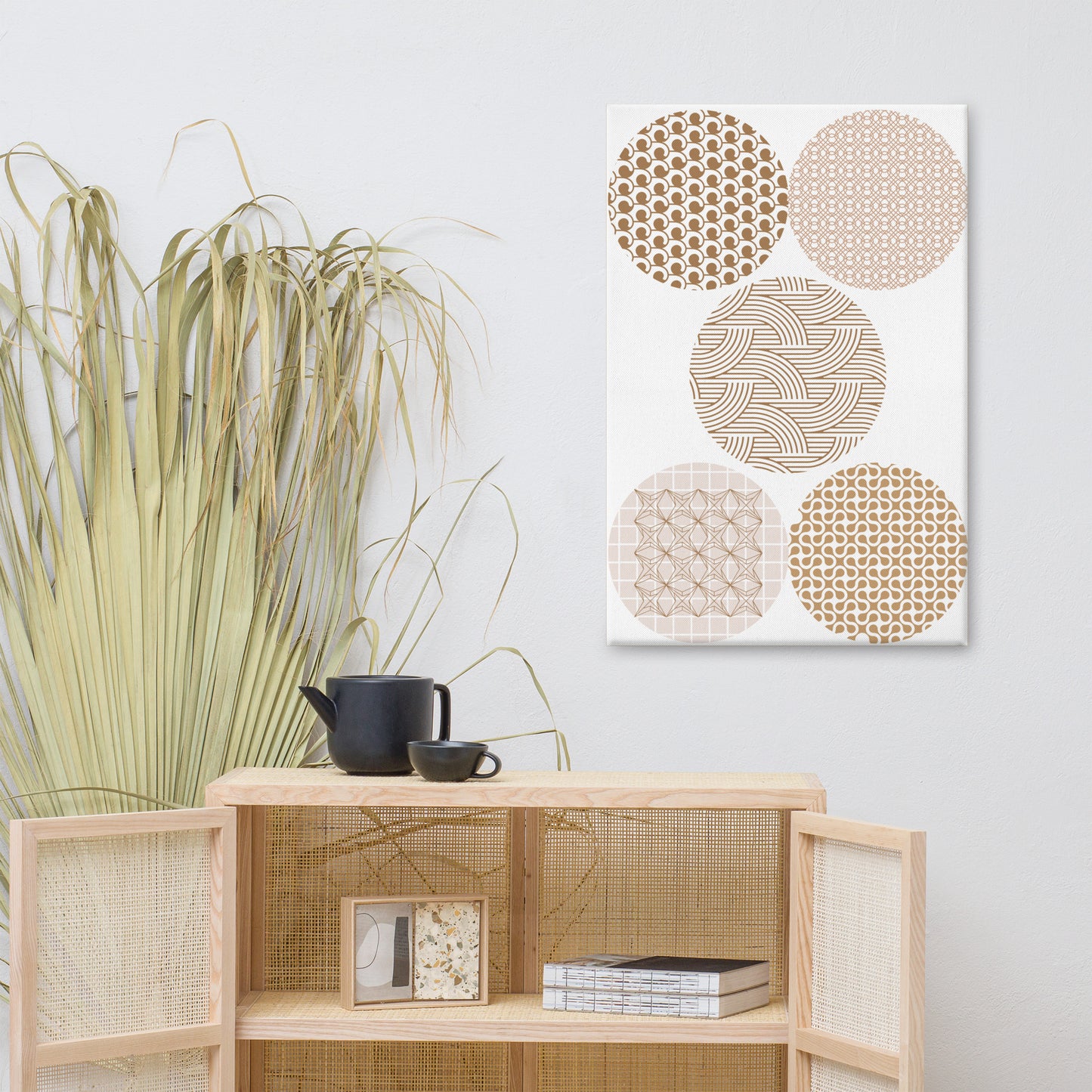 Circles in Motion - Neutral Geometric Abstract Canvas Art