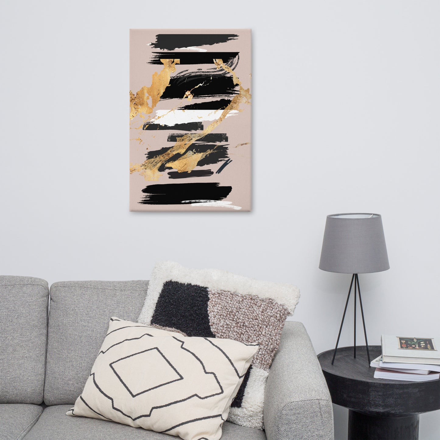 Golden Fusion - Abstract Canvas Art | Black, White, and Gold