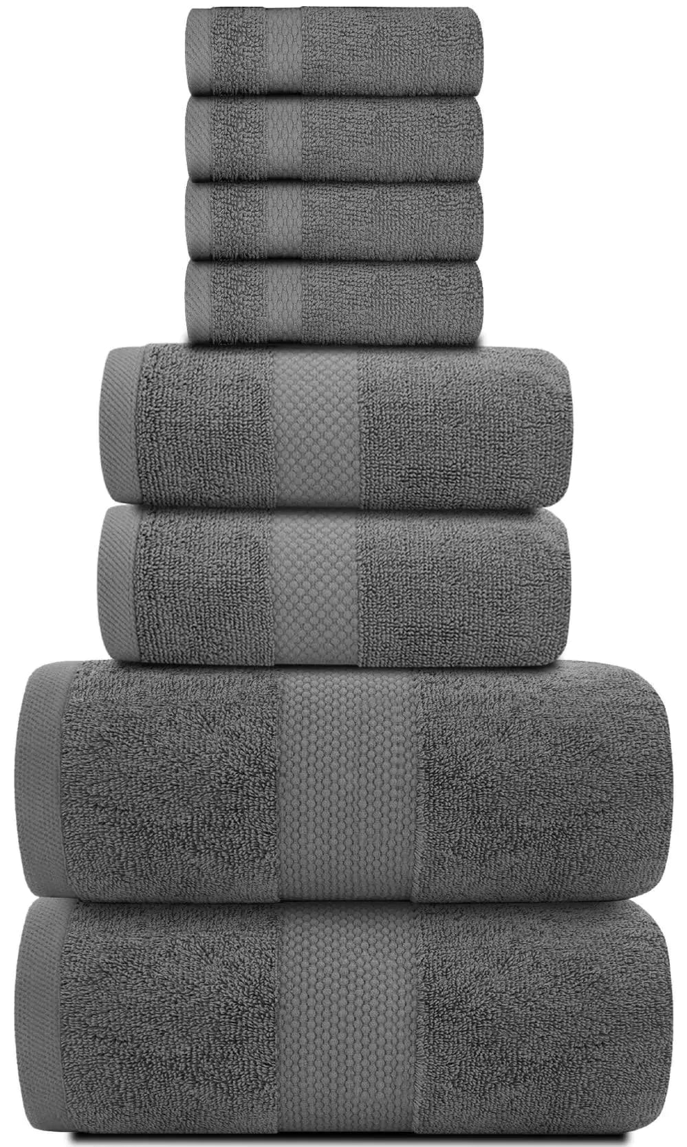 Dark Gray Bath Towel Set 8 Pcs